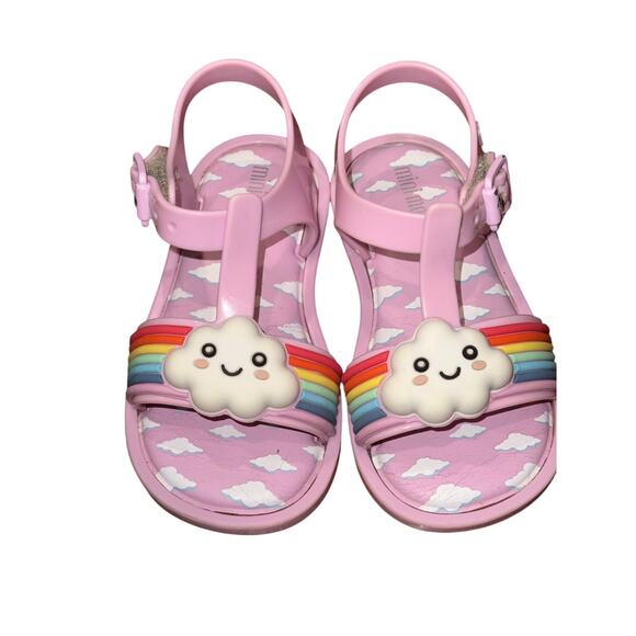 Mini Melissa Sunny Day Cloud Rainbow Sandals Toddler Sz 7 (Fits Like 6) Pink - Picture 5 of 10